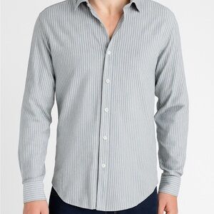 Express Men's Pinstripe Cotton Button Down Shirt - Gray